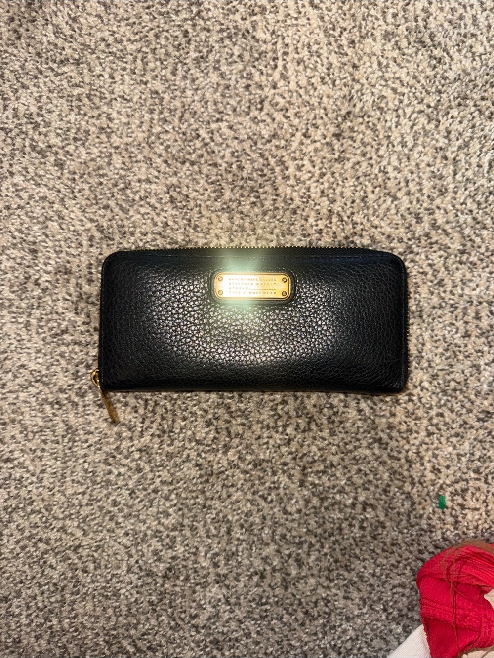 Marc Jacobs Black Pebbled Leather Zip Wallet